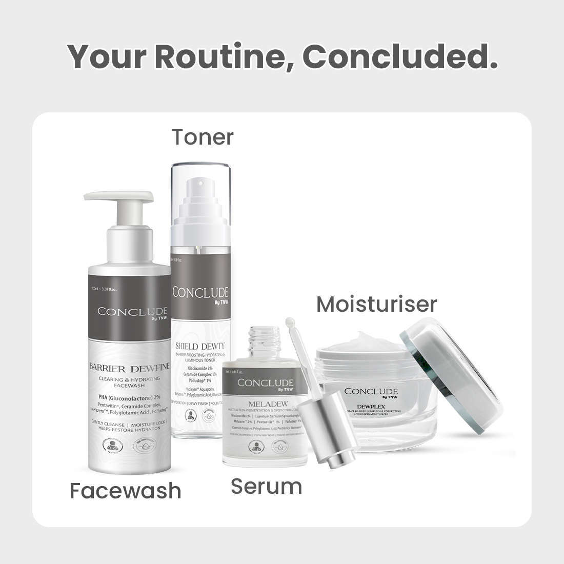 Dewfine Complete Skin Barrier Routine (Cleanser, Toner, Serum & Moisturizer)